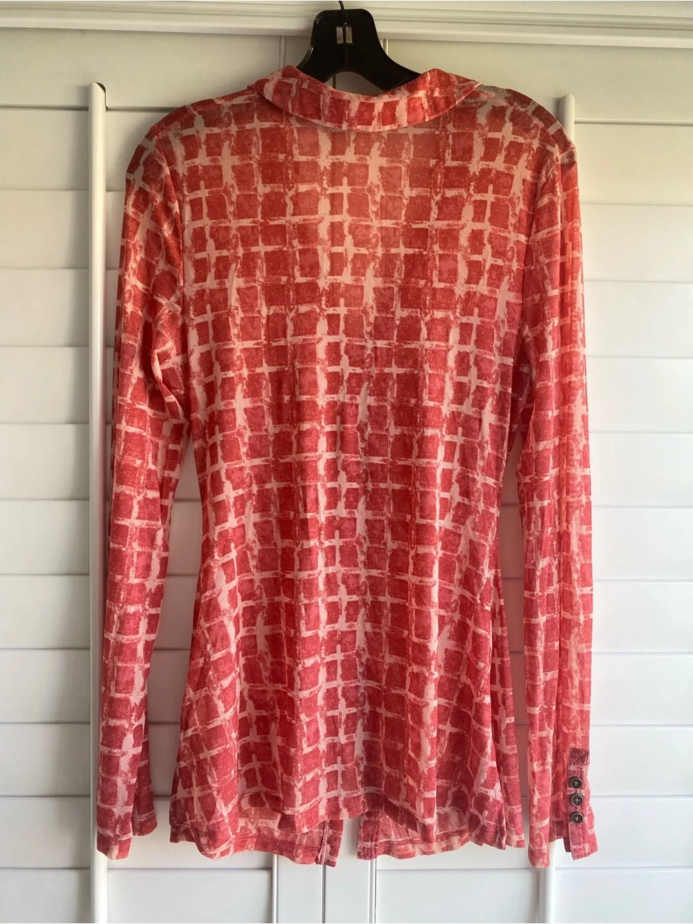 Free People Lucky Shirtee Mesh Ruched Coral Abstract Print Medium